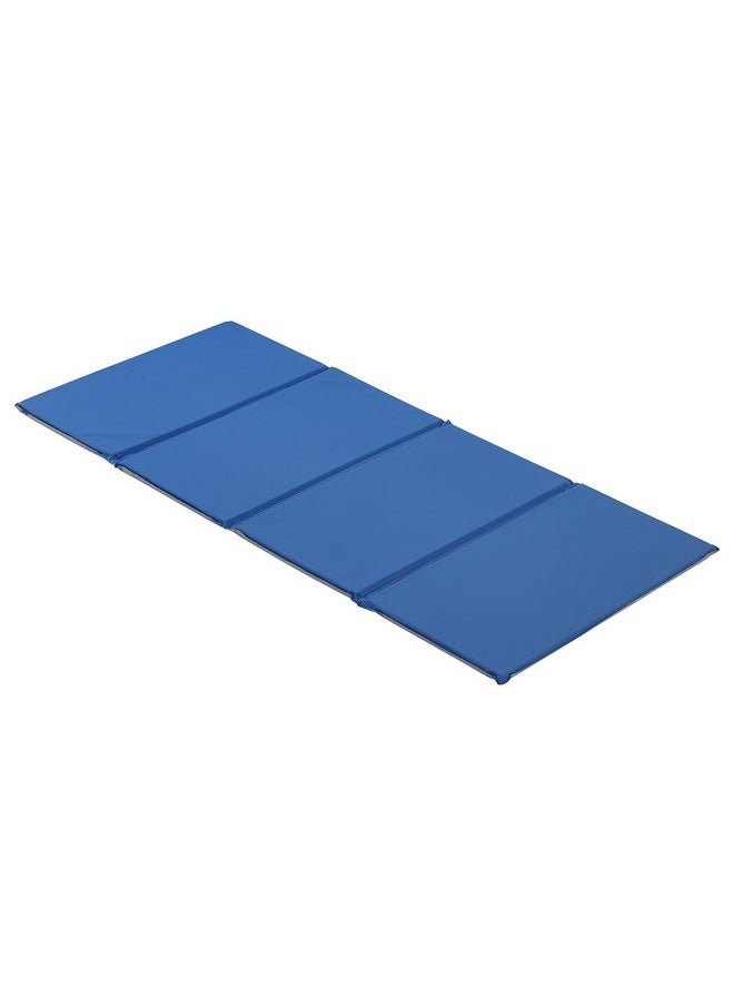 ECR4Kids Everyday Folding Rest Mat, 4-Section, 5/8in, Sleeping Pad, Blue/Grey, 1-Piece