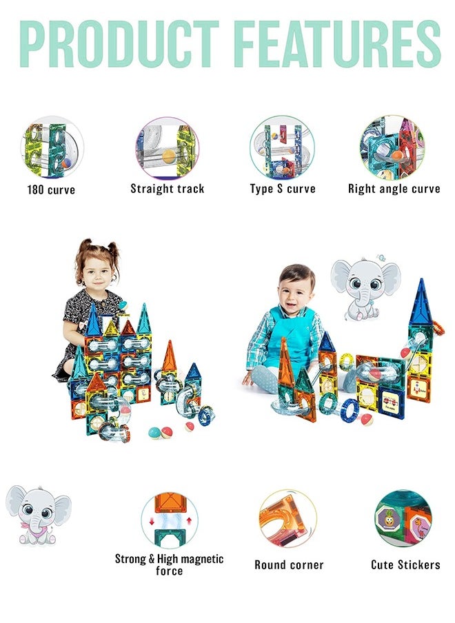 168 Piece Magnetic Pipeline Building Blocks Set, Educational 3D Construction Toy, Durable and Safe STEM Learning and Sensory Play for Kids