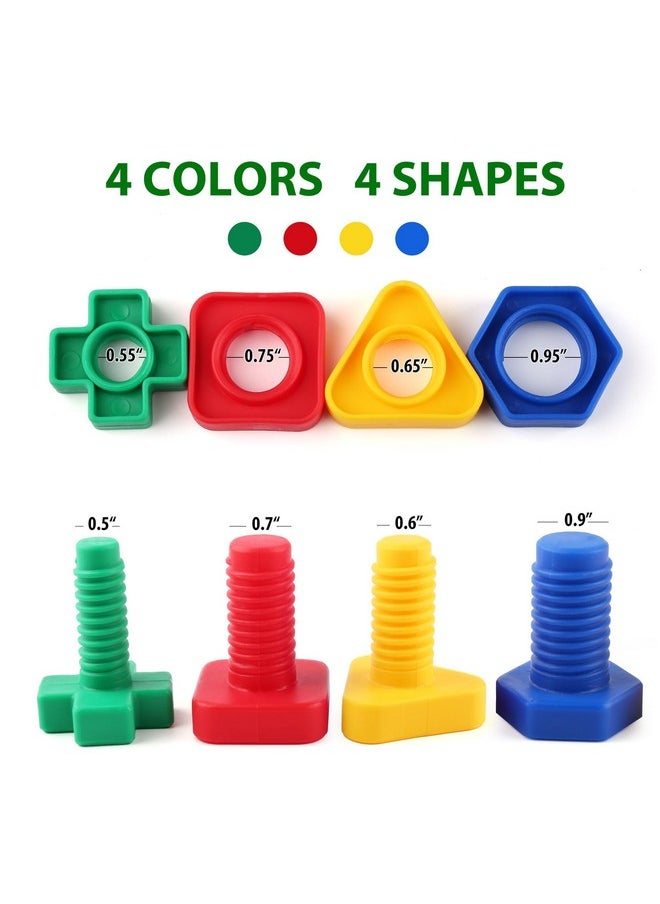 Nuts And Bolts, 24Pcs Fine Motor Skills Occupational Therapy Toys For Kids, Shapes And Colors Matching Toys, Montessori Building Construction Game With Storage Box For Baby And Toddlers