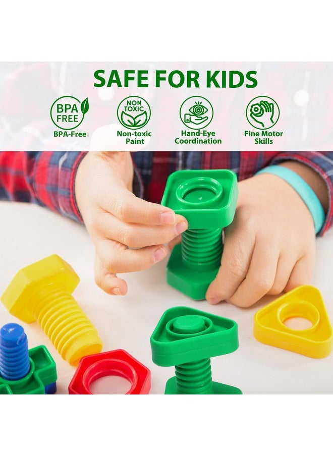Nuts And Bolts, 24Pcs Fine Motor Skills Occupational Therapy Toys For Kids, Shapes And Colors Matching Toys, Montessori Building Construction Game With Storage Box For Baby And Toddlers