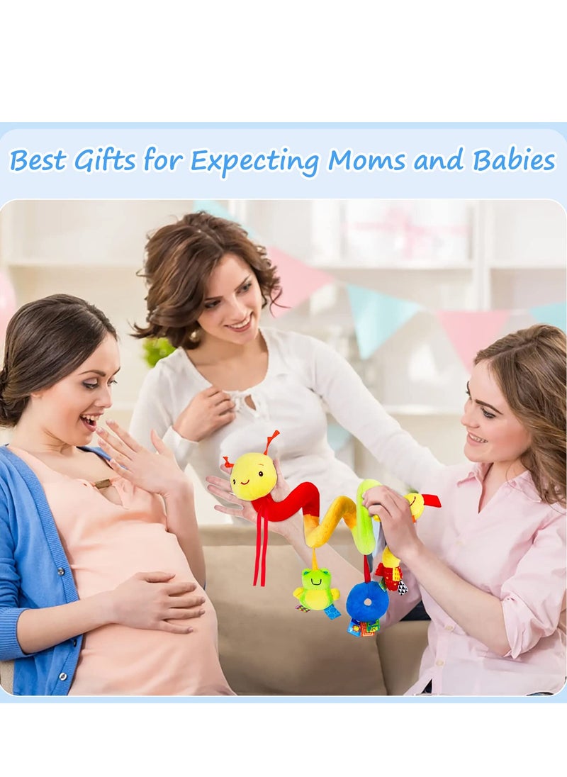 Baby Crib Hanging Rattles Toys - Infant Baby Worm Crib Bed Around Rattle Bell Cartoon Insect Spiral Hanging Toy with Ringing Bell for Infants Bed Stroller Car Seat Bar for Babies Boys and Girls
