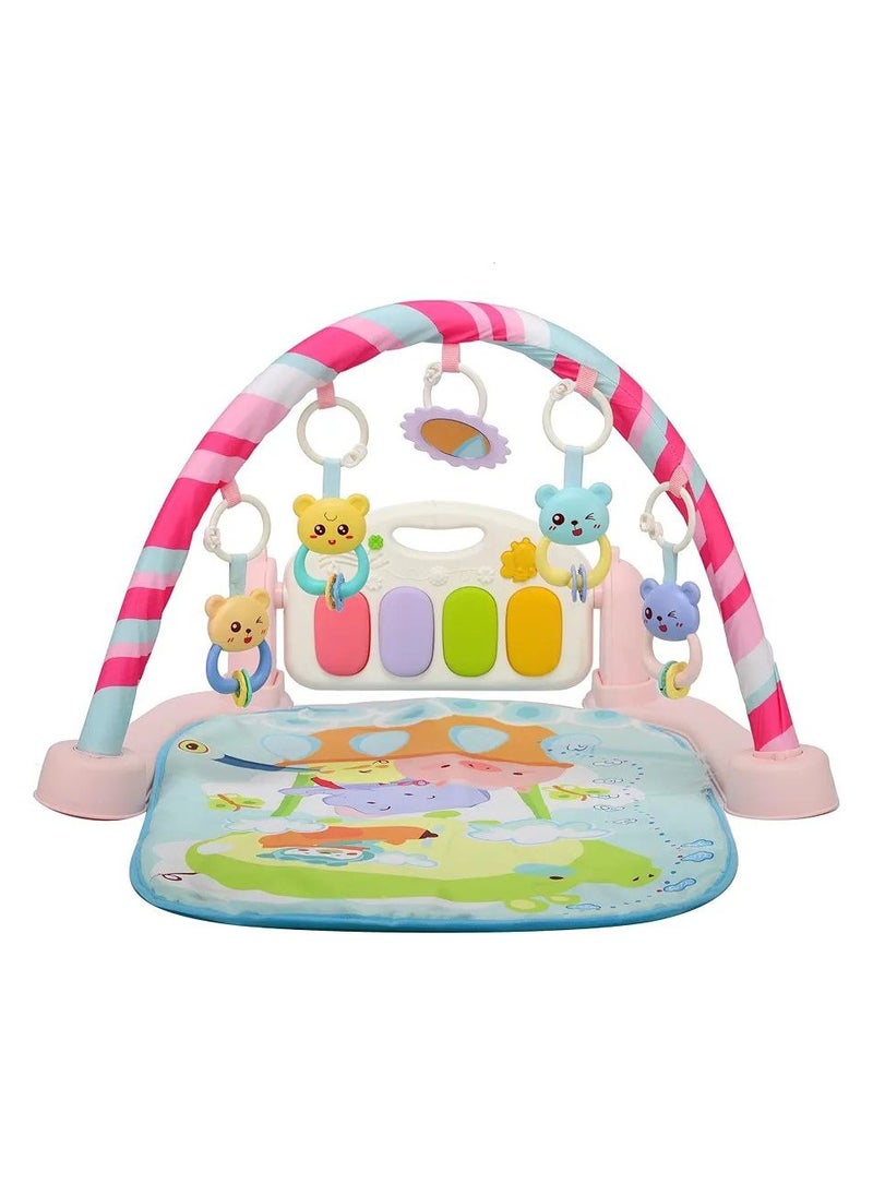 Baby Play Gym with Piano, Soft Activity Mat for Tummy Time and Development, Musical and Hanging Toys, Early Learning Infant Play Mat for Newborns and Toddlers.