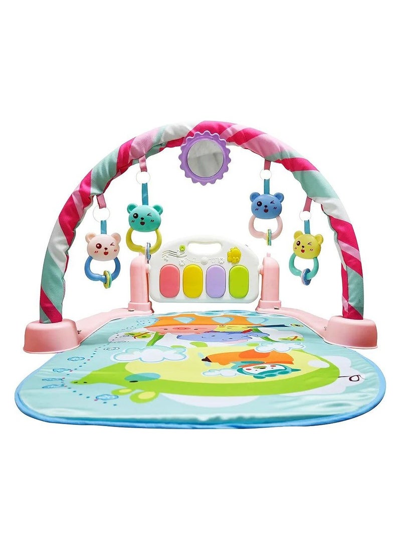 Baby Play Gym with Piano, Soft Activity Mat for Tummy Time and Development, Musical and Hanging Toys, Early Learning Infant Play Mat for Newborns and Toddlers.