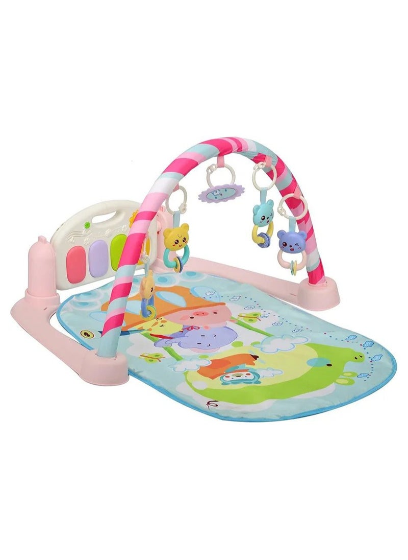 Baby Play Gym with Piano, Soft Activity Mat for Tummy Time and Development, Musical and Hanging Toys, Early Learning Infant Play Mat for Newborns and Toddlers.