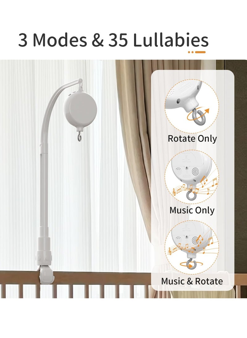Crib Mobile Motor, Baby Music Box Spinner with 3 Modes（Spin Only, Music Only, Spin & Music 0-100 Volume Control,35 Lullabies,Portable Sound Machine,Auto-Off 30 Minutes, Battery Operated