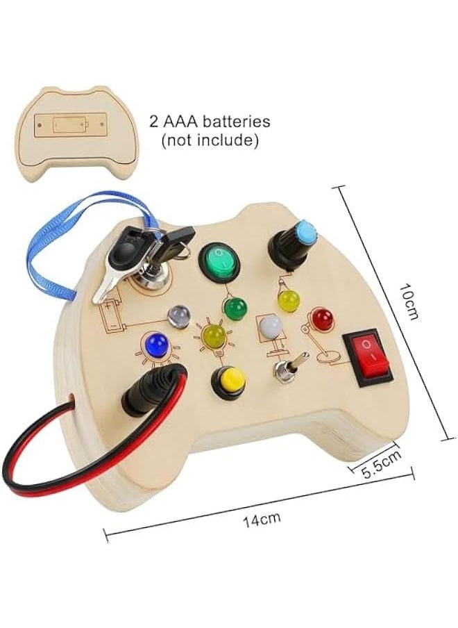 Busy Board with LED Light Toys for Toddlers, Montessori Toys with Toggle Switch, Sensory Toys for Toddlers 1-3, Travel Toys for Educational Toddler Activities for 1 2 3 4 Year Old Boys & Girls