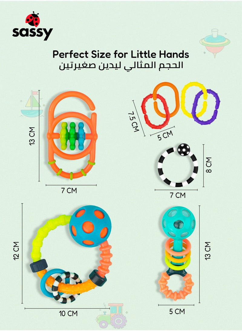 My First Toys Sensory Gift Set – 4-Piece Tactile Exploration, Grasp & Teething Toys for Babies 0+ Months, BPA-Free & Perfect for Early Development