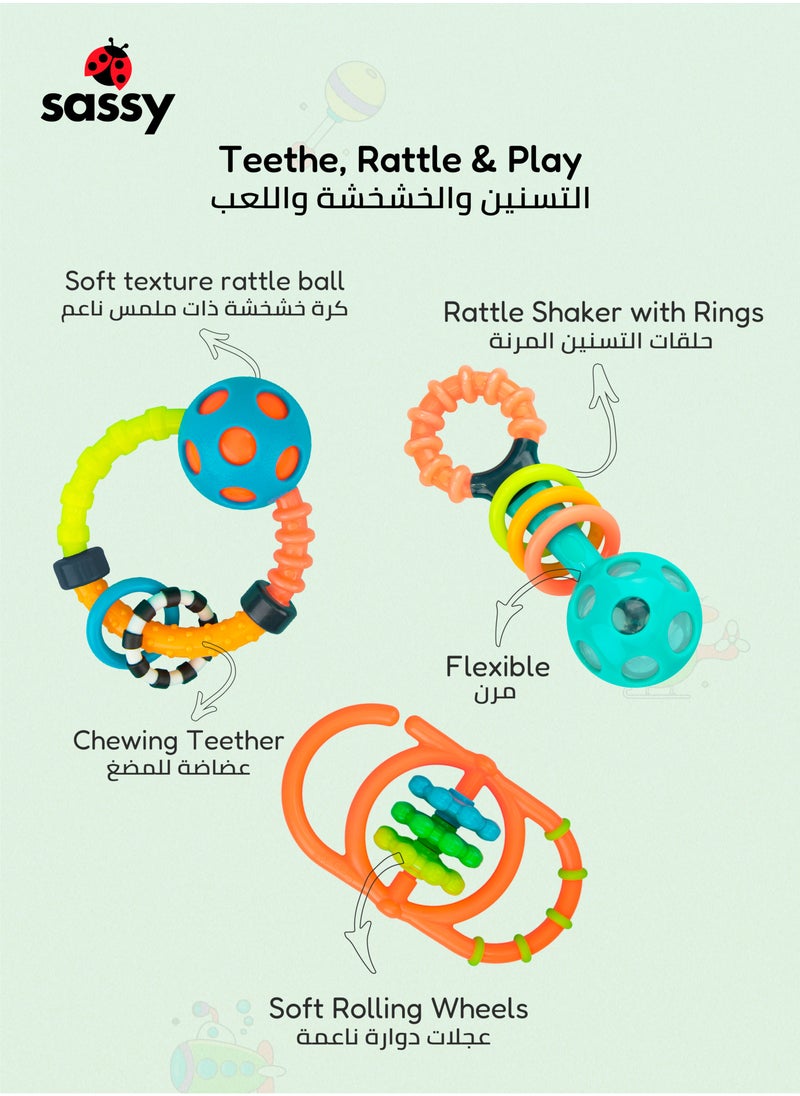 Engaging & Safe Newborn Rattle Set - Dynamic, BPA-Free Textured Toys for Sensory & Sound Development, Perfect Gift for Infants 0+ Months