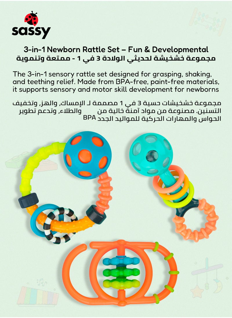 Engaging & Safe Newborn Rattle Set - Dynamic, BPA-Free Textured Toys for Sensory & Sound Development, Perfect Gift for Infants 0+ Months