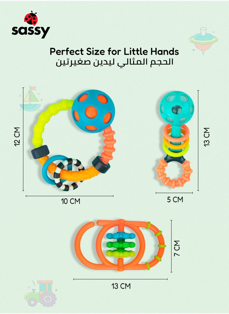 Engaging & Safe Newborn Rattle Set - Dynamic, BPA-Free Textured Toys for Sensory & Sound Development, Perfect Gift for Infants 0+ Months