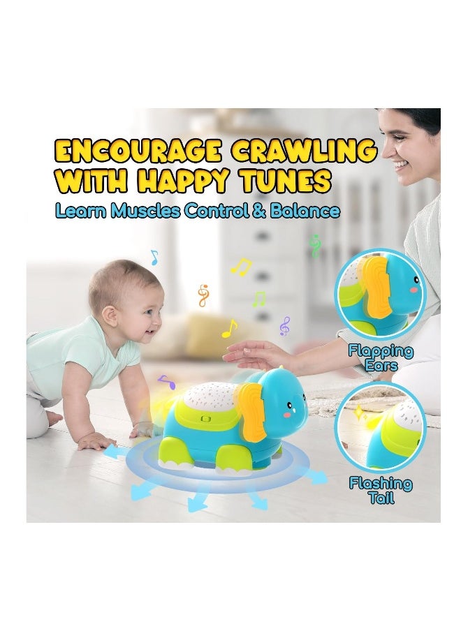 Crawling Musical Elephant Toys for 0-12 Months, Baby Toys 6 Months Plus, Toddler Sound Toys with Projector Light, Learning Gifs Toys for Boys Girls 1 Year Old