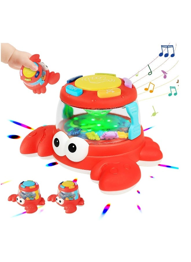 Mini Crab Light Up Toys with Music, Baby Sensory Toys, Toddler Interactive Learning Development Toy, Early Learning Baby Musical Toys for 3 Year Old Girls Boys Birthday Gifts