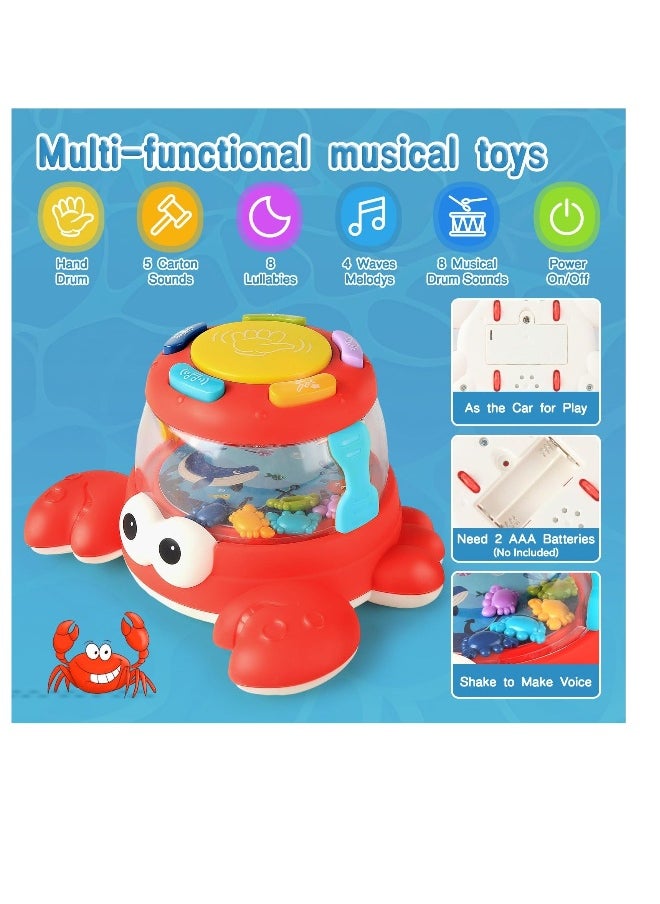 Mini Crab Light Up Toys with Music, Baby Sensory Toys, Toddler Interactive Learning Development Toy, Early Learning Baby Musical Toys for 3 Year Old Girls Boys Birthday Gifts