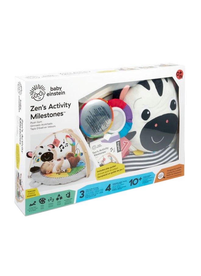 Baby Einstein - Zen's Activity Milestones Plush Gym, Developmental Playmat with Removable Toys, Music, and Light Features, 0-12 Months