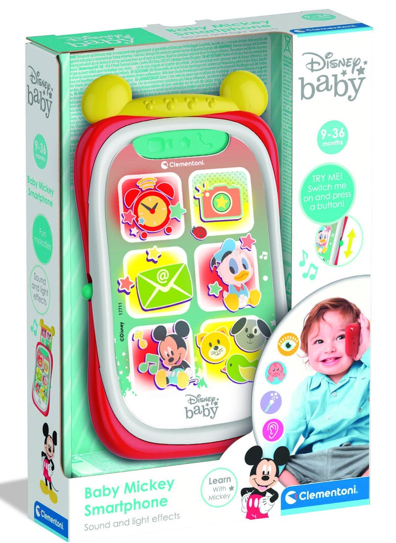 Clementoni Disney Baby Mickey Smartphone Light and Sound, Battery Operated | Interactive Toy for Baby and Toddler |Musical Toy | Help Stimulate a Child’s Auditory and Visual Senses | Educational Toy | Early Development Toy | Perfect Gift for Baby and Toddler