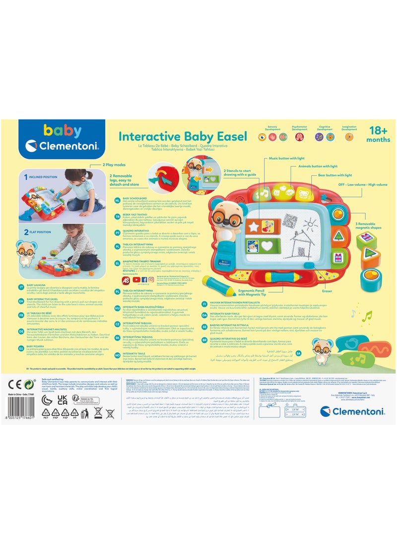 Clementoni Baby Interactive Easel, Battery Operated | Educational Toy | Early Development Toy  | Learn How to Draw and Write! | With Lights and Sound | Encourages Creativity | Helps with Motor Skill Development | Perfect Gift for Toddler