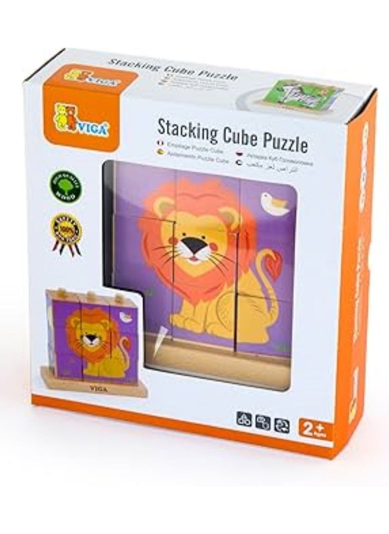 Wooden Stacking Cube Puzzle - Wild Animals