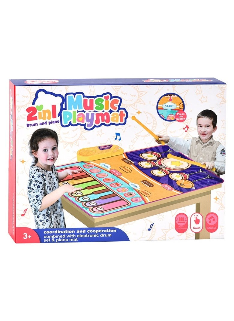 2 in 1 Multi Function Jazz Drum Piano Music Mat Educational Early Learning Dancing Mat