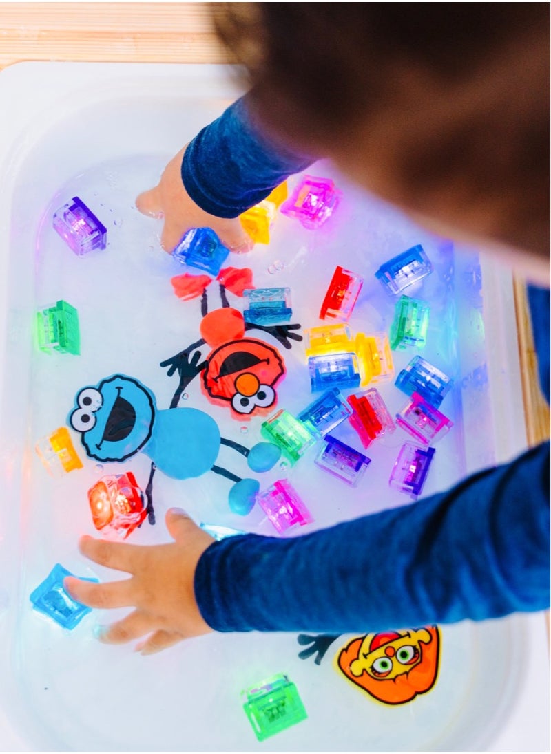 Glo Pals Sesame Street character & light up baby kids bath toys glow cubes, water play