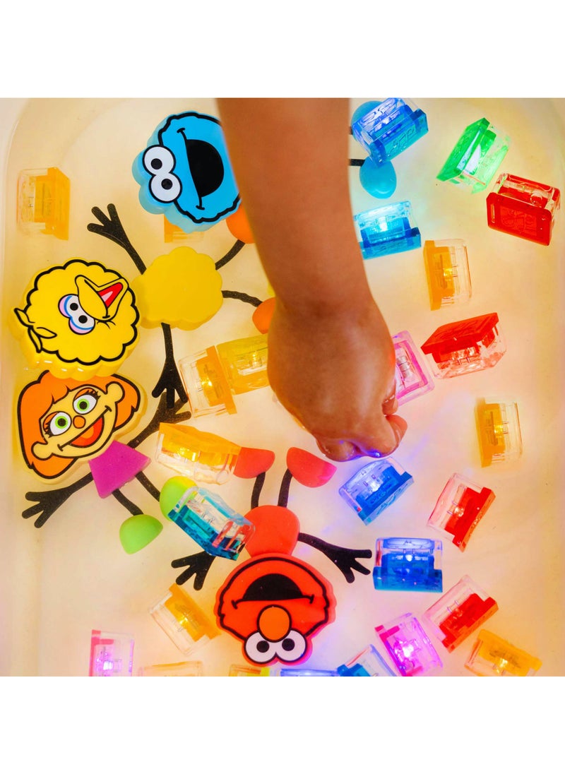 Glo Pals Sesame Street character & light up baby kids bath toys glow cubes, water play