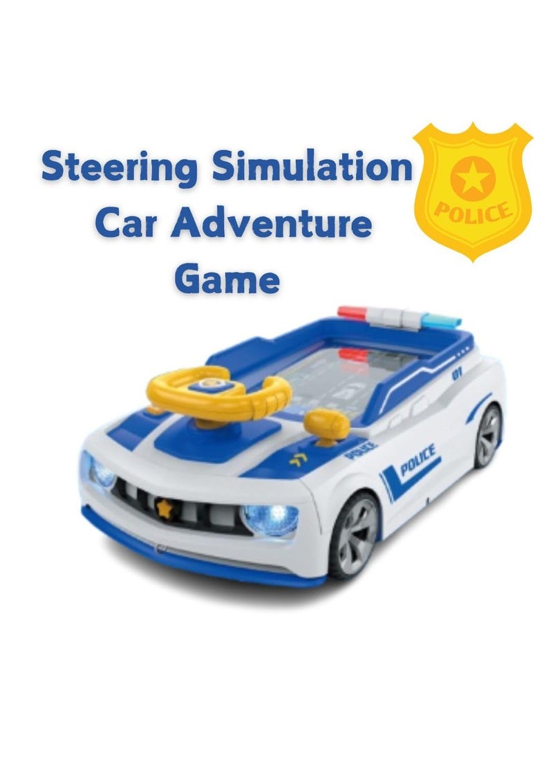 Musical Steering Wheel Toys for Kids- with Headlights & Realistic Vehicle Sound- Simulated Driving Racing Car Game for Kids- Police Theme (White)