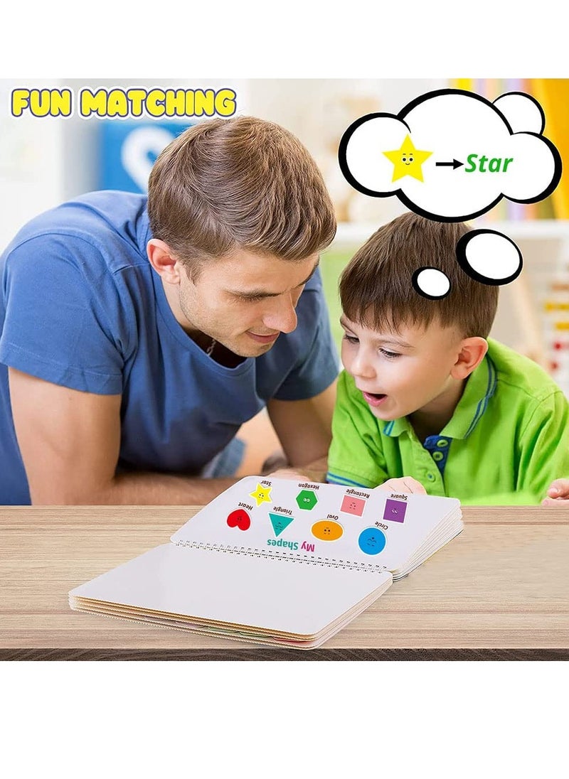 Toys for School Age Toddlers, Reusable Waterproof Busy Books, with 8 Brush Color Pens, Educational Learning Workbooks for Children Developing Fine Motor Skills 15 Topics (160 Pieces)