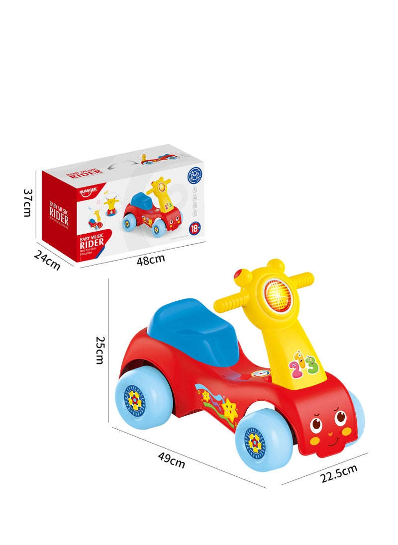 Baby Music Ride Car Required Batteries Ligtweight Durable And Portable 48x24x37cm