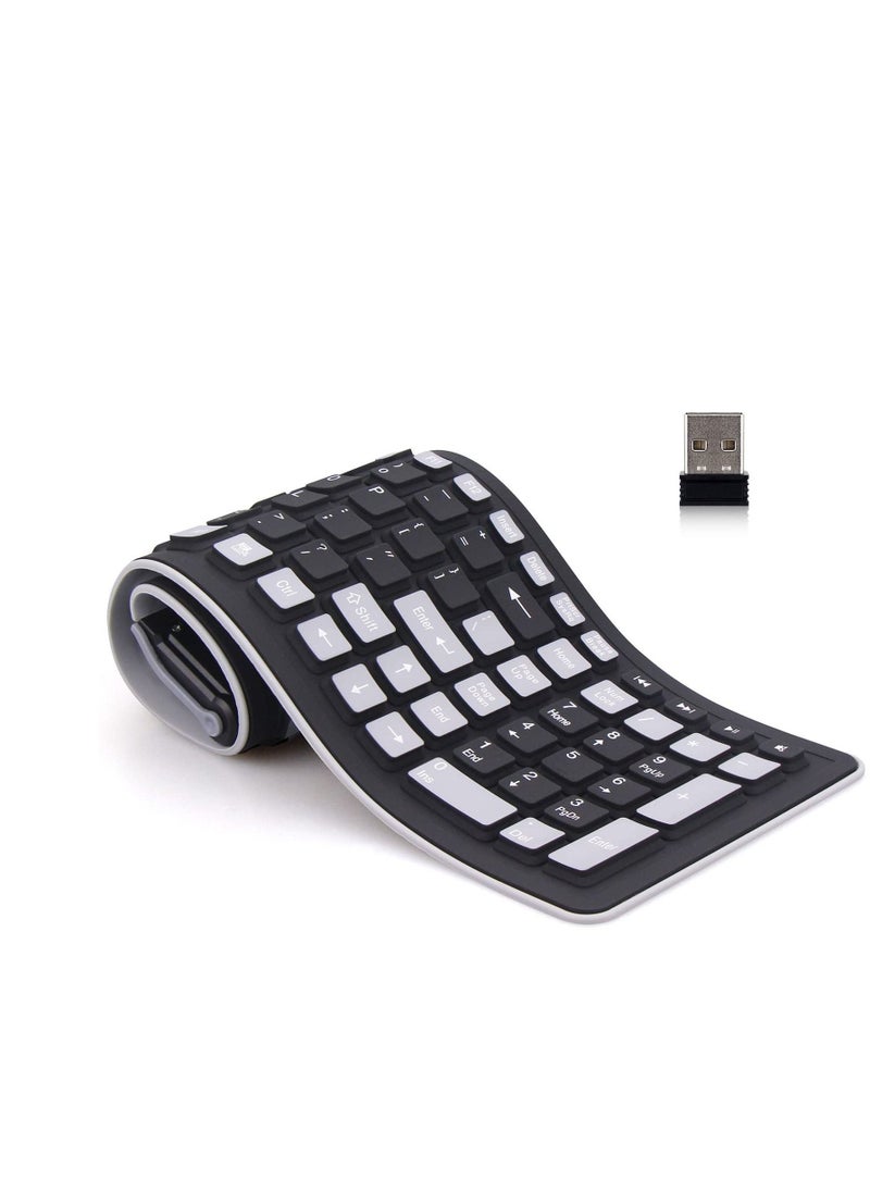 wireless silicone keyboard kastwave 2 4ghz wireless foldable rollup keyboard waterproof dustproof and lightweight perfect for pc notebook laptop and travel black and grey