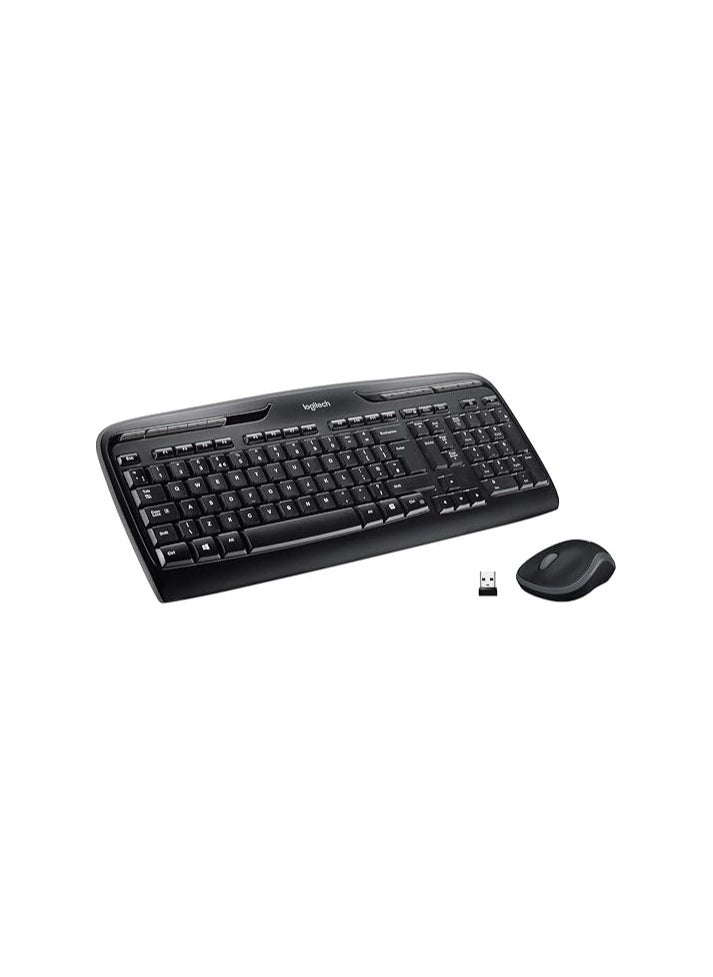 Logitech MK330 Wireless Keyboard and Mouse Combo for Windows, 2.4 GHz Wireless with Unifying USB-Receiver, Portable Mouse, Multimedia Keys, Long Battery Life, PC/Laptop English/Arabic Layout -Black