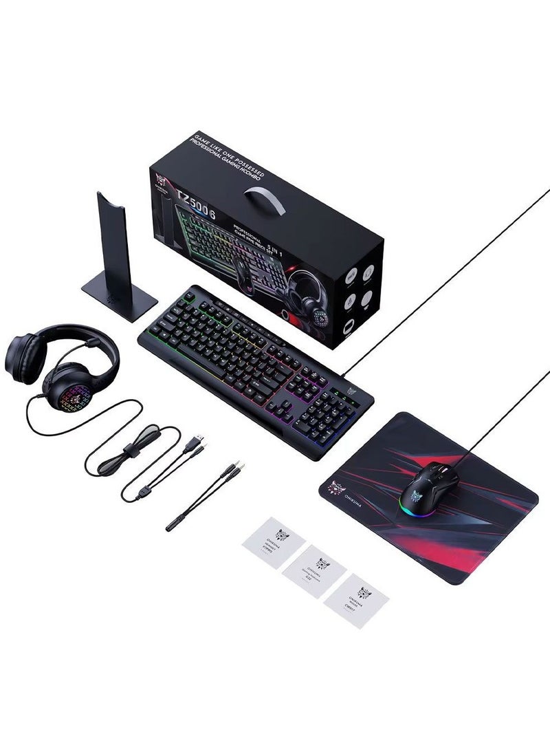 ONIKUMA TZ5006 5 in 1 Combo Gaming Set - Mouse/Keyboard/Headset/Headset stand/ Mousepad