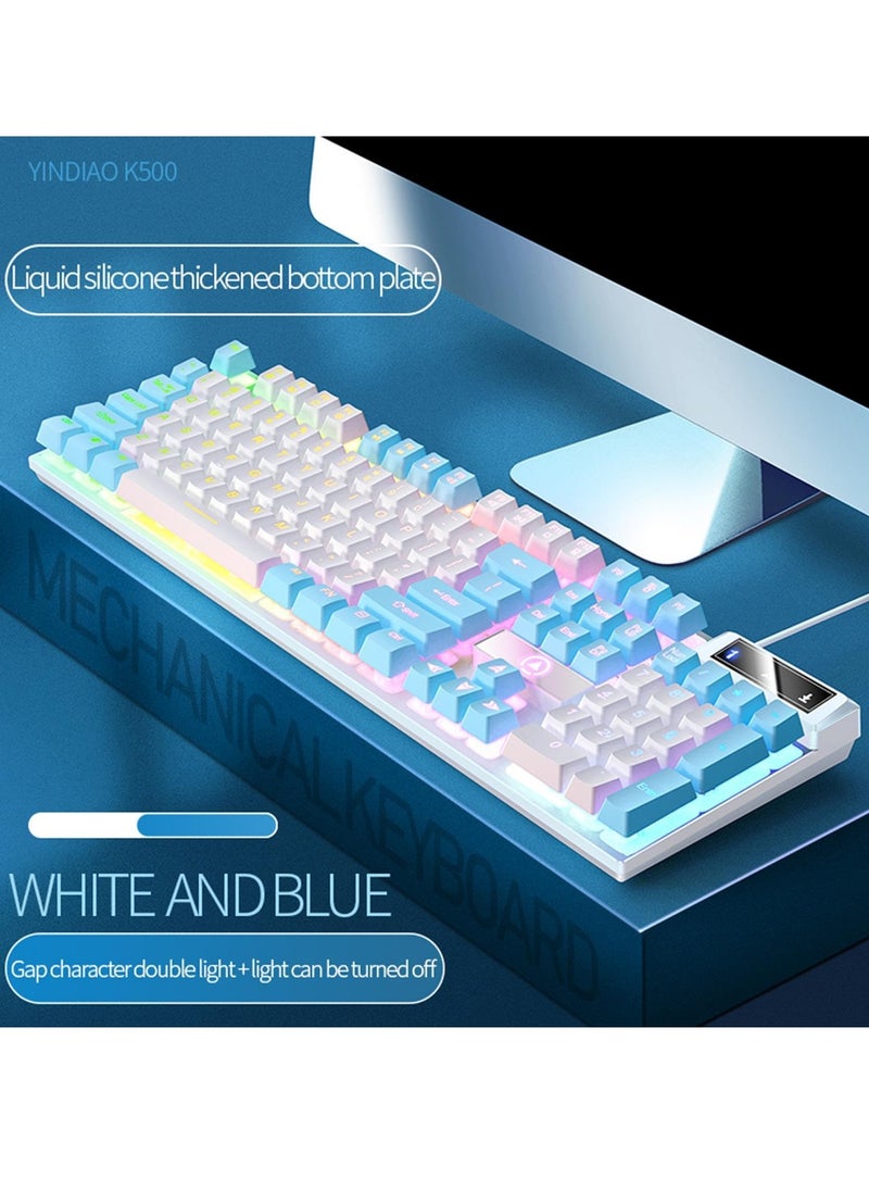 Mechanical Gaming Keyboard DIY RGB 104 Keys Ultra Slim LED Backlit USB Wired Keyboard Durable Abs Keycaps Responsive Keystrokes Spill Resistant Computer Keyboard for PC Mac Xbox Gamer