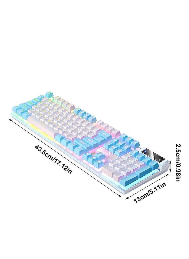 Mechanical Gaming Keyboard DIY RGB 104 Keys Ultra Slim LED Backlit USB Wired Keyboard Durable Abs Keycaps Responsive Keystrokes Spill Resistant Computer Keyboard for PC Mac Xbox Gamer