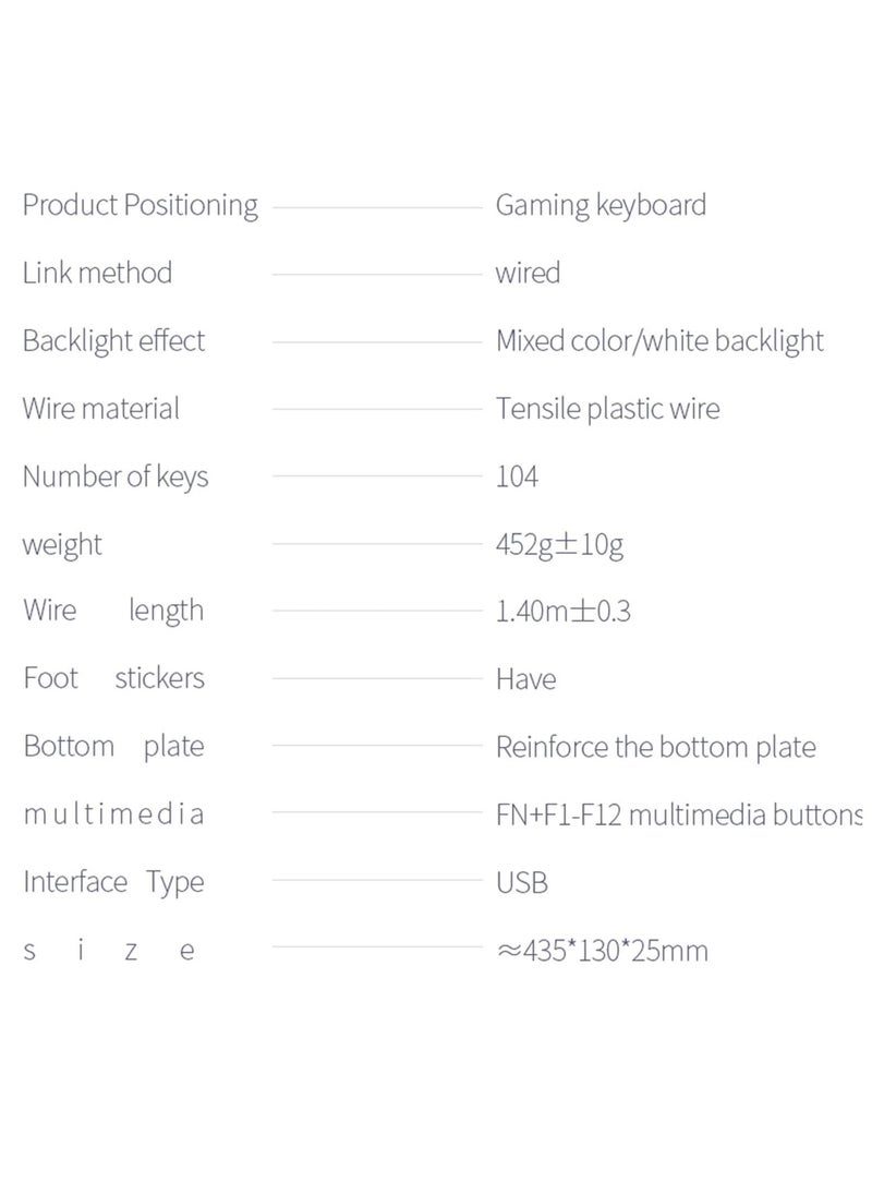 Mechanical Gaming Keyboard DIY RGB 104 Keys Ultra Slim LED Backlit USB Wired Keyboard Durable Abs Keycaps Responsive Keystrokes Spill Resistant Computer Keyboard for PC Mac Xbox Gamer