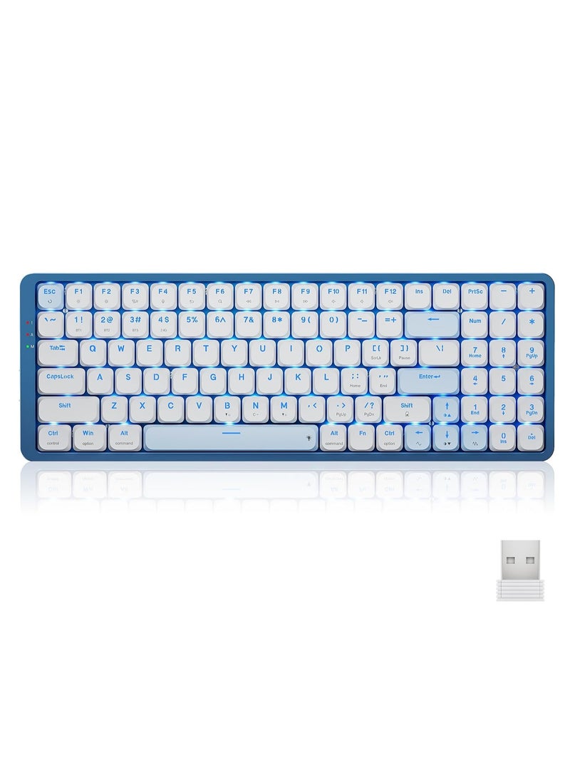 K684 Wireless Mechanical Keyboard with Number Pad, Triple Mode Low Profile Keyboard with Bluetooth 5.0, 2.4G and Wired Connection