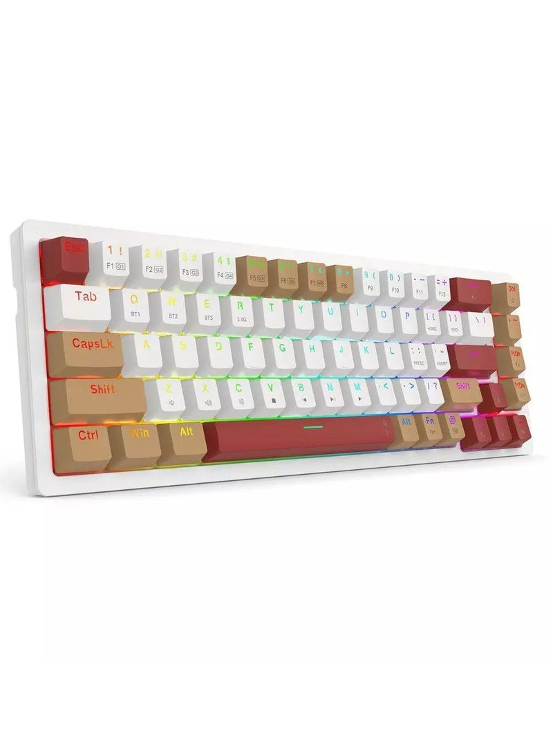 K677 Pro Rammus RGB Gaming Mechanical Keyboard, BT/2.4Ghz/Wired 3-Mode, Brown Switch