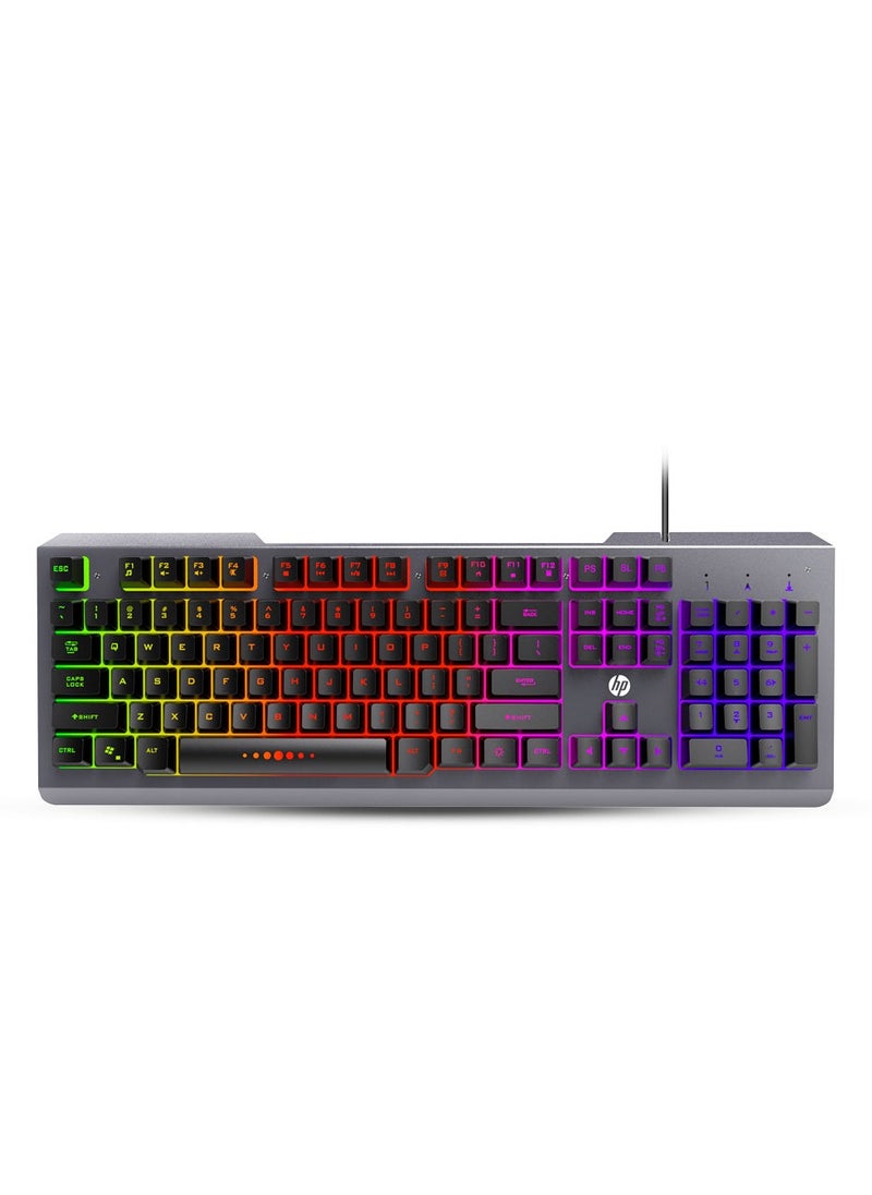 K100 Wired RGB Gaming Keyboard, Mechanical Switches, Full Sized Keypad, Anti-Ghosting, Integrated Metal Panel - Grey