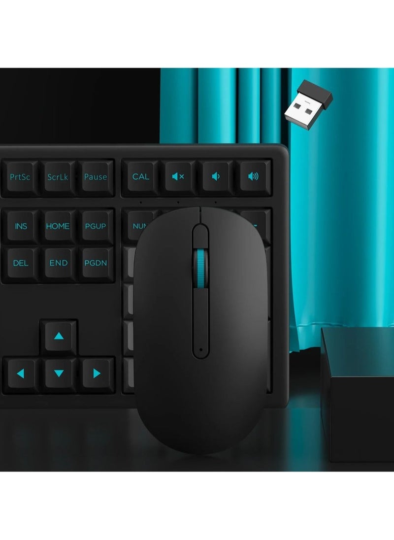 AKKO MX108 Multi-Device Wireless Keyboard & Mouse Combo, MX108 Bluetooth + 2.4G Cordless Wireless for Mac OS and Windows Laptop, Desktop, 108 Keys Full-Size Slim (Black & Silver)