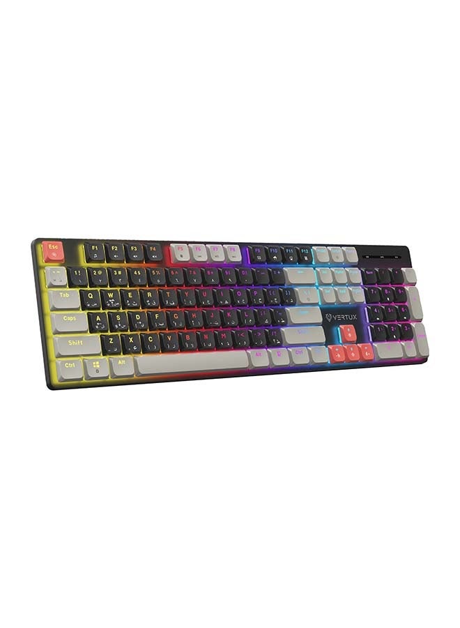 Vertux Full-Size Mechanical Keyboard for Gamers With 17 LED Rainbow Modes, Low-Profile Dust-Proof Keys, Multimedia Function Keys, 26 Anti-Ghost Keys