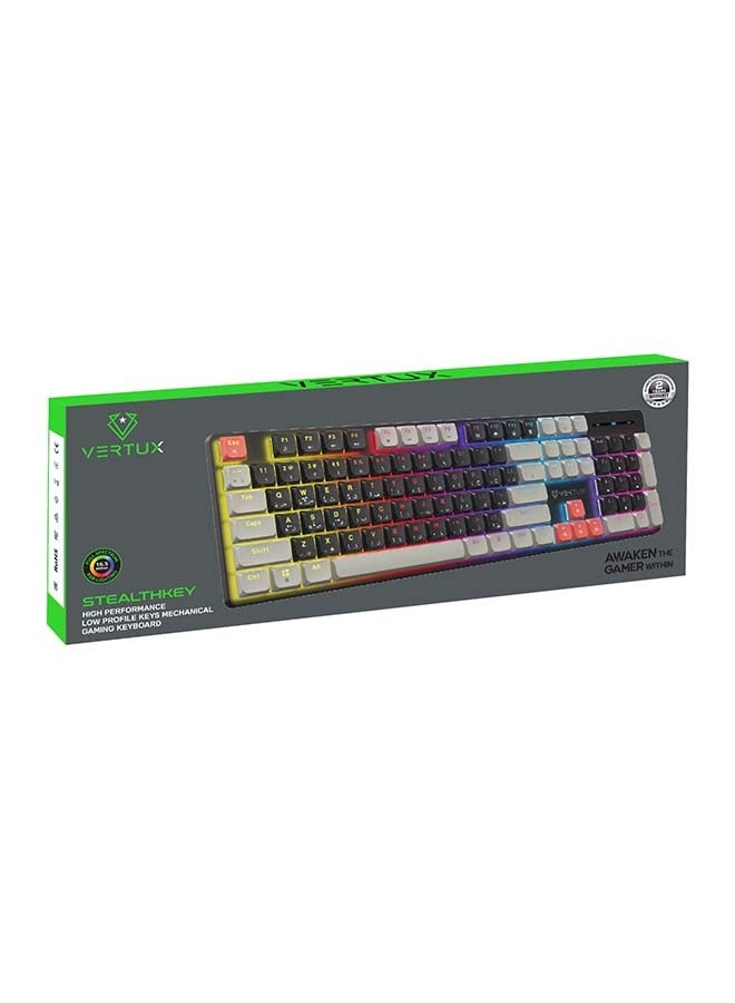 Vertux Full-Size Mechanical Keyboard for Gamers With 17 LED Rainbow Modes, Low-Profile Dust-Proof Keys, Multimedia Function Keys, 26 Anti-Ghost Keys