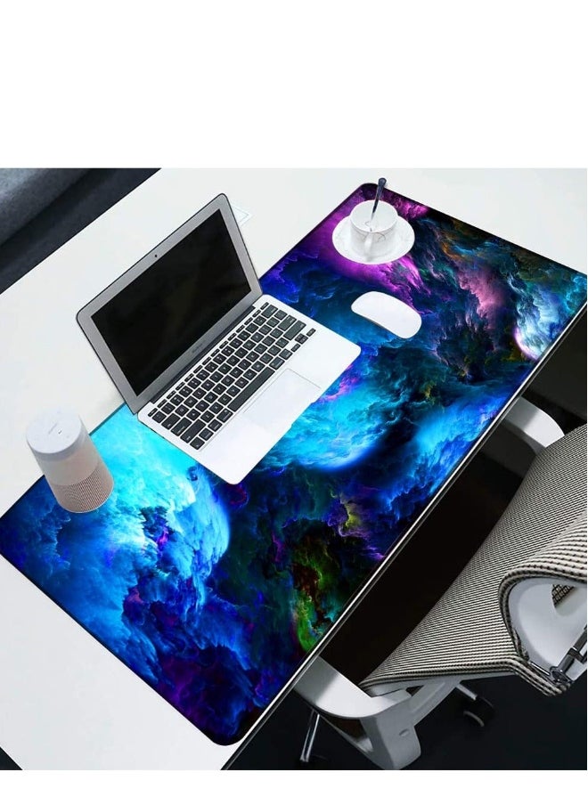 Large Mouse Pad, Big Gaming Mouse Pad with Stitched Edges, Waterproof and Non-Slip Desk Mat, XXL Extended Keyboard Pad for Home Office Accessories (31.5x11.8inch, Dazzling Galaxy)