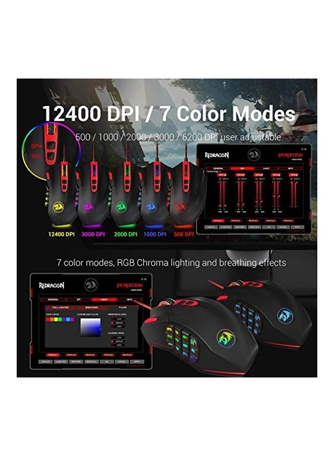 Wired Gaming Mouse, Mmo Rgb Led Backlit Computer Mice With 18 Programmable Buttons, Weight Tuning Set For Windows Pc