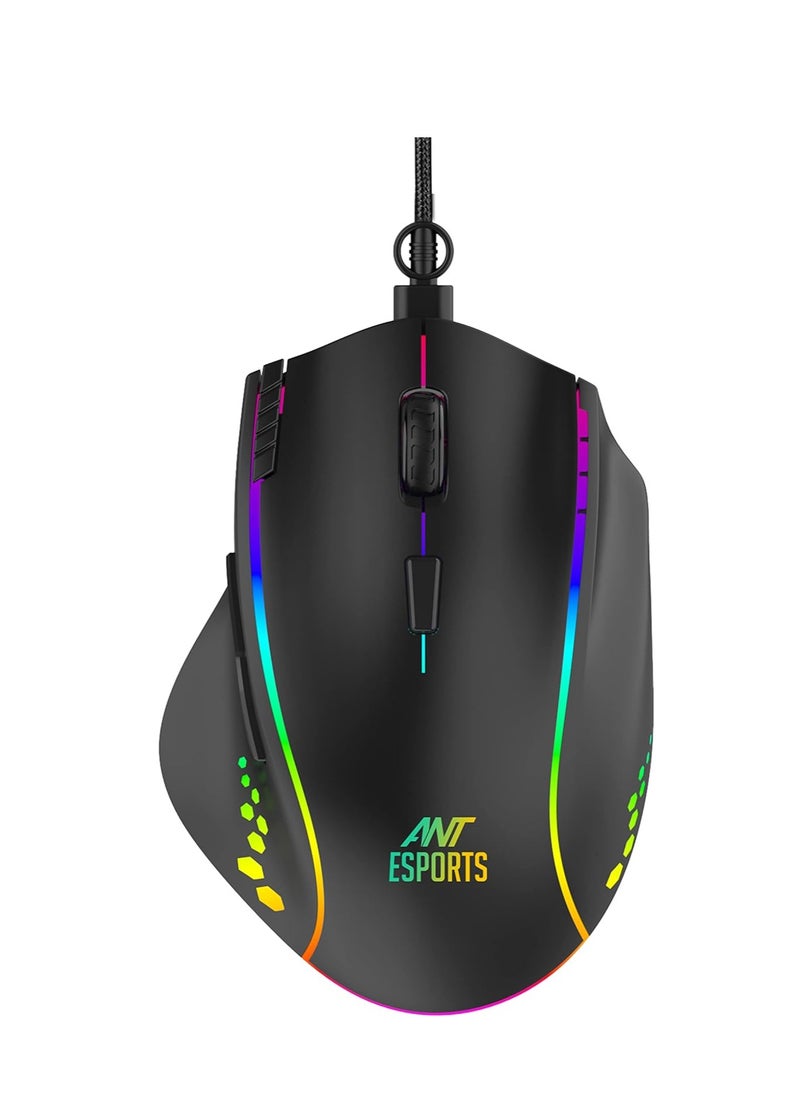 GM600 RGB Wired Programmable Gaming Mouse | 7200 DPI Optical Sensor | HUANO Mouse Switches | 7-Button Design with Macros Support | Ergonomic USB Mouse for PC/Laptop