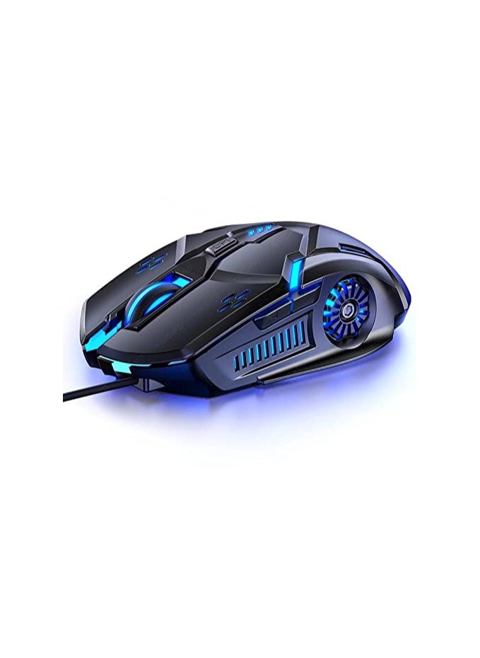 Gaming Mouse Wired,6 Buttons, 4 Adjustable DPI Up to 3200 DPI, 7 Circular & Breathing LED Light, Multifunction Wired Mouse Used for Games and Office (Black)