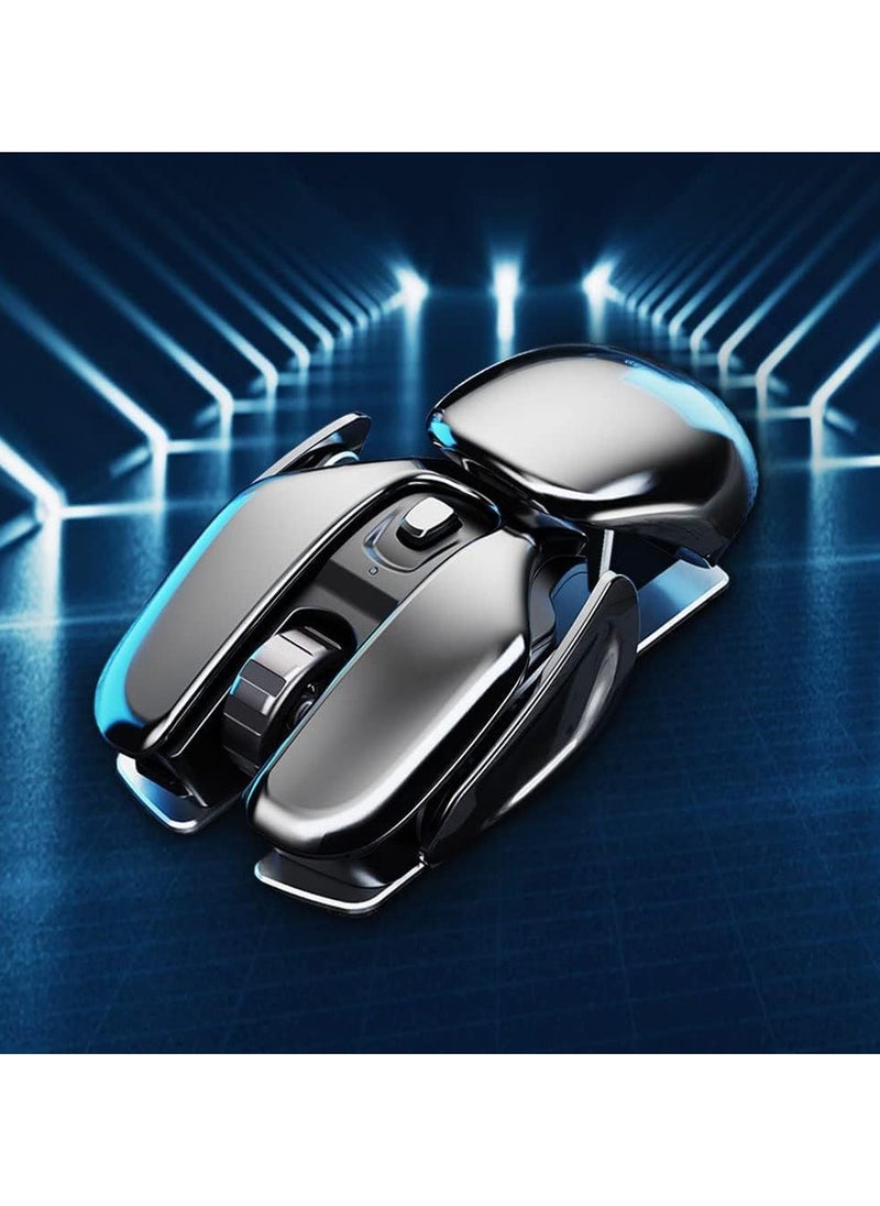 Wireless Ergonomics Metal Mouse, Rechargeable Silent Wireless Mouse with 2.4GHz Nano USB Receiver, Waterproof Mouse Aluminum Alloy Integrated Base, Ergonomic Optical Portable Mouse.