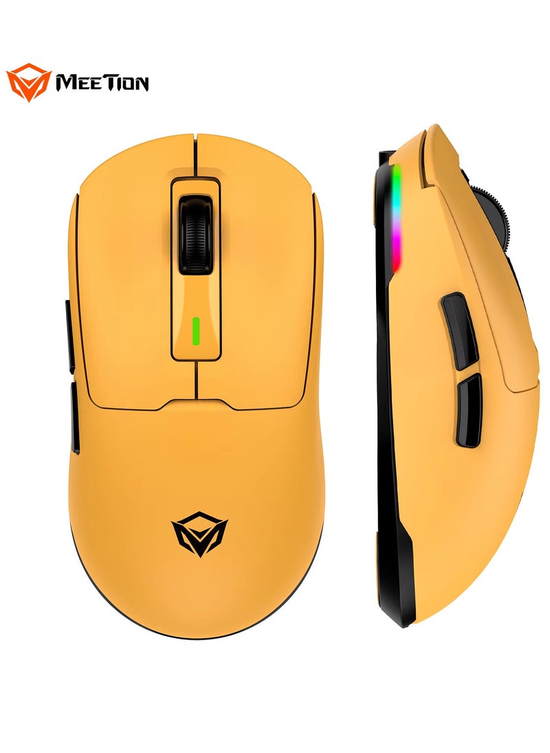 Meetion GW24 8000DPI Gaming Mouse Ultra Lightweight 62g Bluetooth 3-Mode Rechargeable Wireless Gaming Mouse (YELLOW)