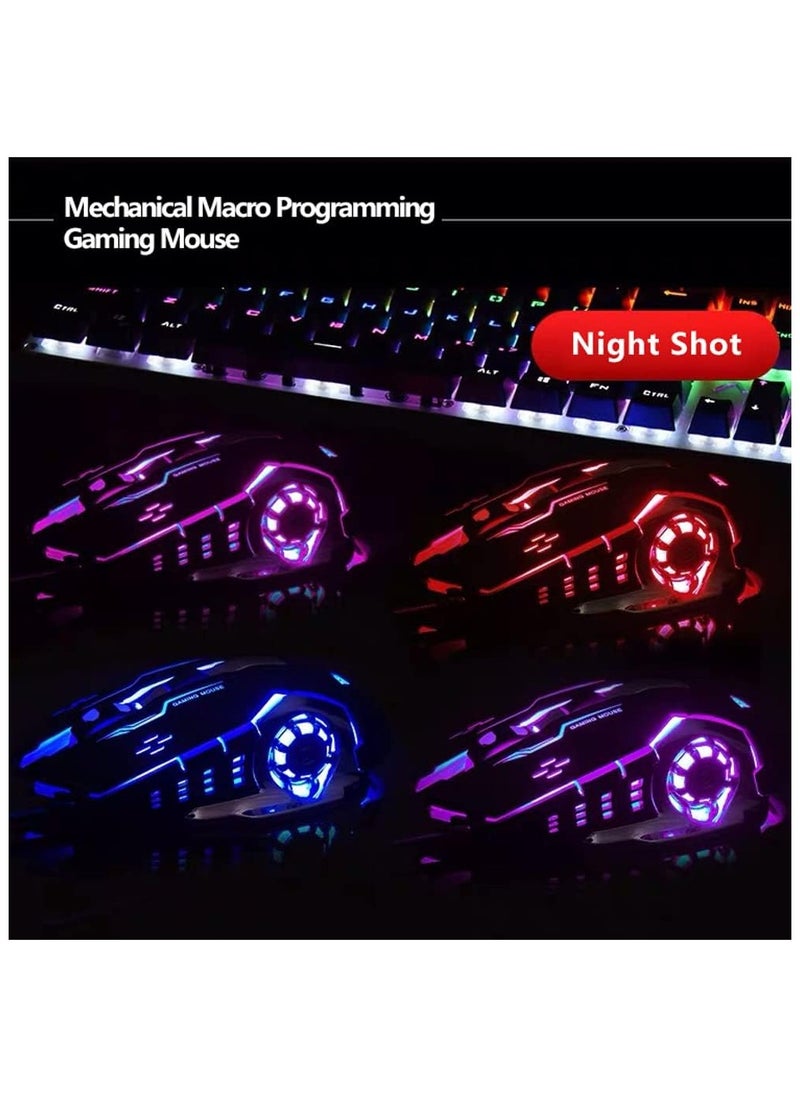 AULA S20 Gaming Mouse, Wired USB Computer Mouse with RGB LED Backlit, DPI Adjustable, PC Gaming Mice with 6 Programmable Macro Buttons for Desktop, Laptop, PC, Mac - Black