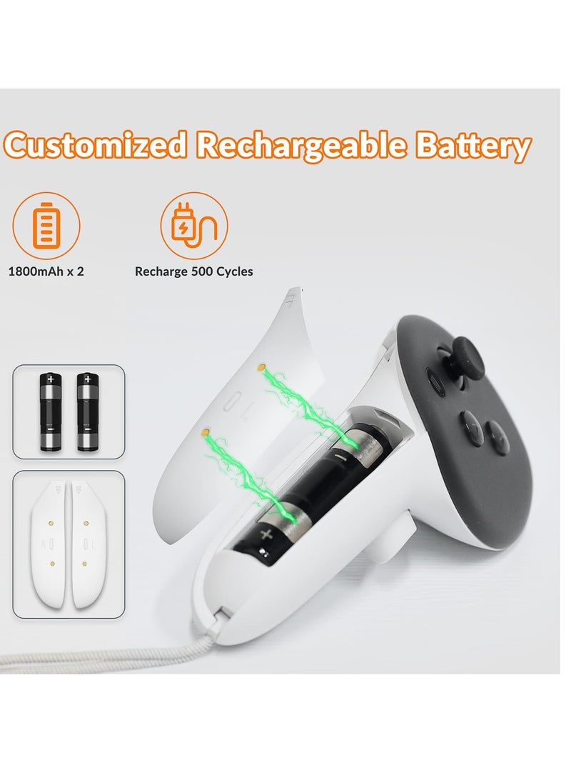 VR Charging Station for Oculus/Meta Quest 3, Charging Dock with LED Indicator  Simultaneously Charging Headset and Touch Controller with 2 Rechargeable Battery