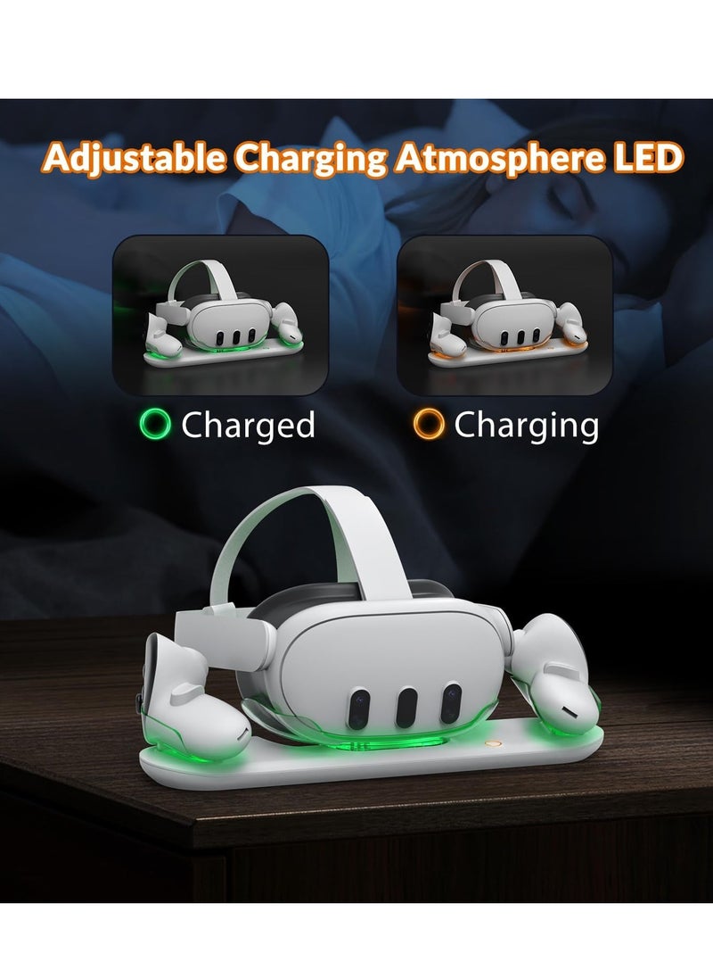 VR Charging Station for Oculus/Meta Quest 3, Charging Dock with LED Indicator  Simultaneously Charging Headset and Touch Controller with 2 Rechargeable Battery