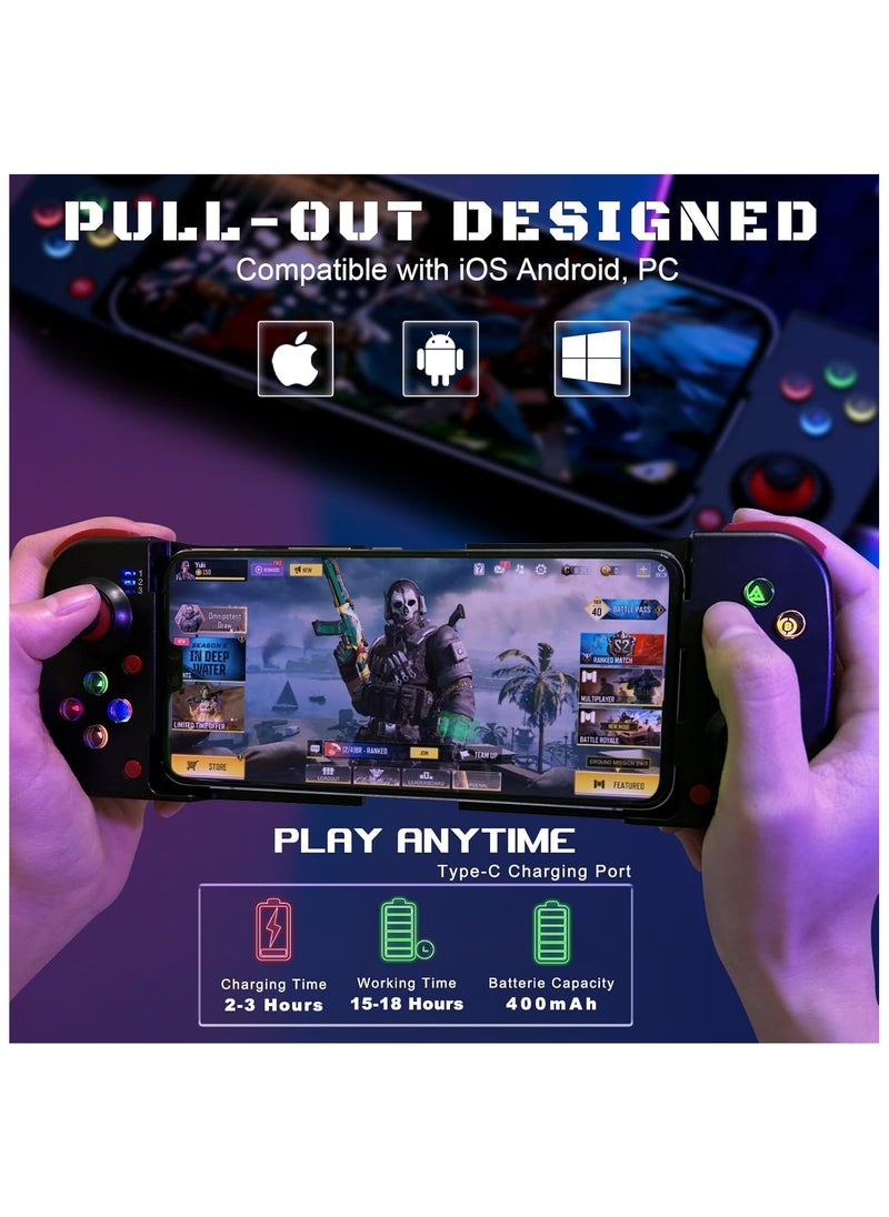Mobile Game Controller Gamepad for iPhone iOS Android PC: Works with iPhone 15/14/13/12/11/X, iPad, Samsung Galaxy, TCL, Tablet, Call of Duty, Diablo Immortal - Directly Play