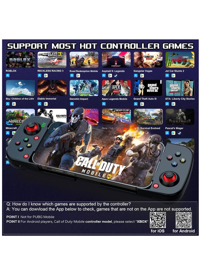 Mobile Game Controller Gamepad for iPhone iOS Android PC: Works with iPhone 15/14/13/12/11/X, iPad, Samsung Galaxy, TCL, Tablet, Call of Duty, Diablo Immortal - Directly Play